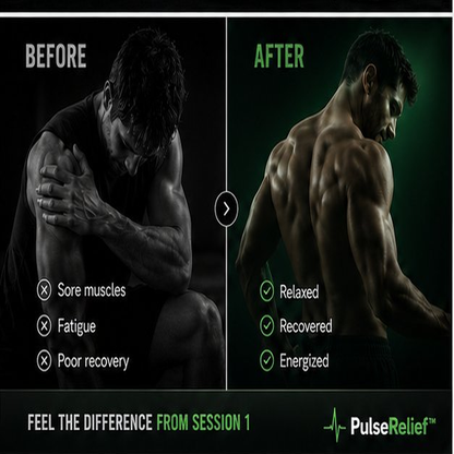 PulseRelief™ Pro Massage Gun — 12H Battery, 12mm Deep Tissue, 8 Professional Heads